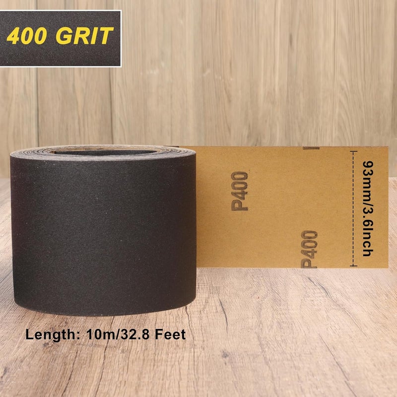 Shineboc 400 Grit Sandpaper Roll, 3-2/3" Wide 11 Yard Wet Dry Silicon Carbide Longboard Sand Paper for Automotive Metal Wood Sanding＆Polishing - Image 2
